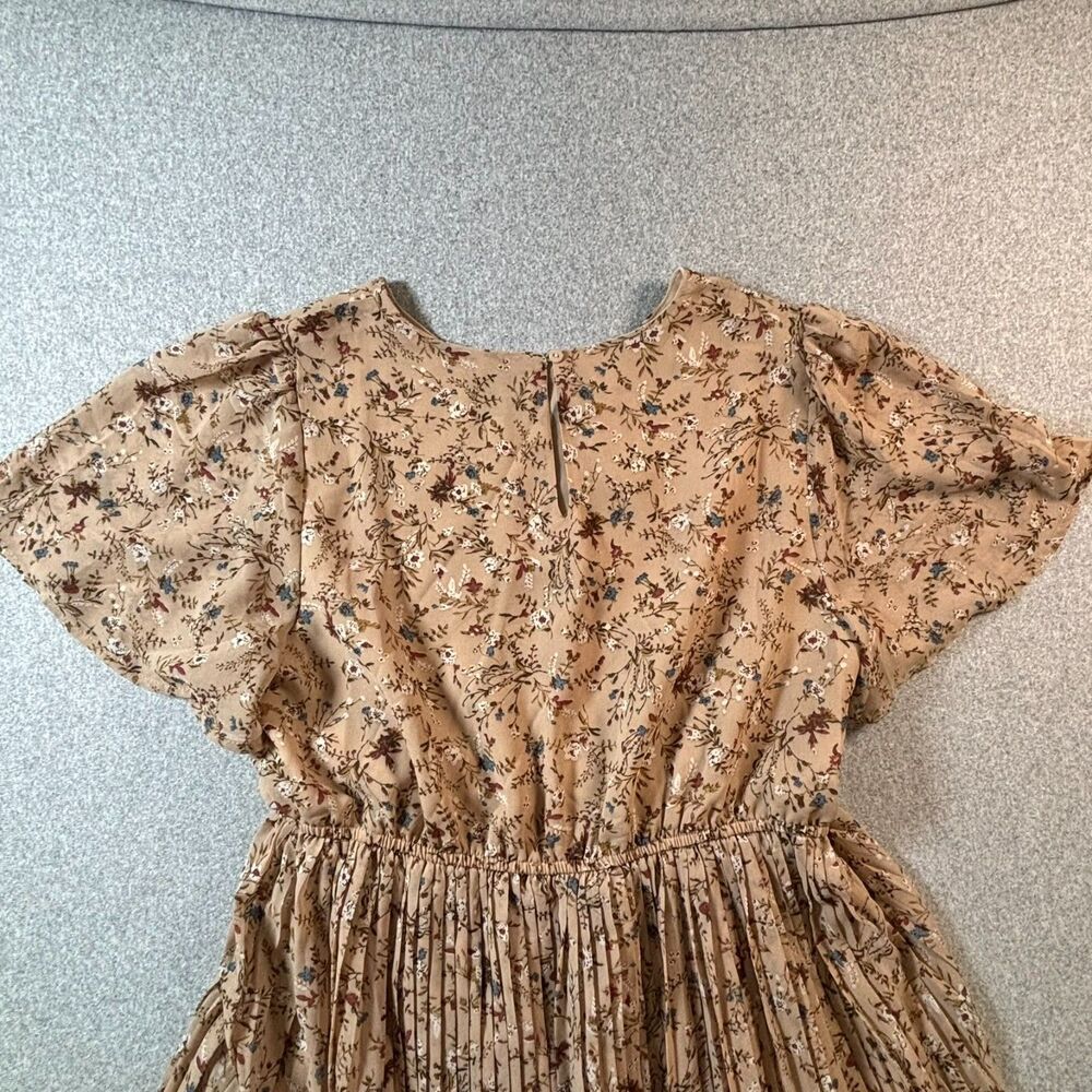 Cottagecore Prairie Boho Floral Pleated Dress Romantic Fairycore Size L - Picture 3 of 10